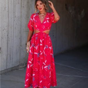 Vici Raquela Printed Cutout Midi dress